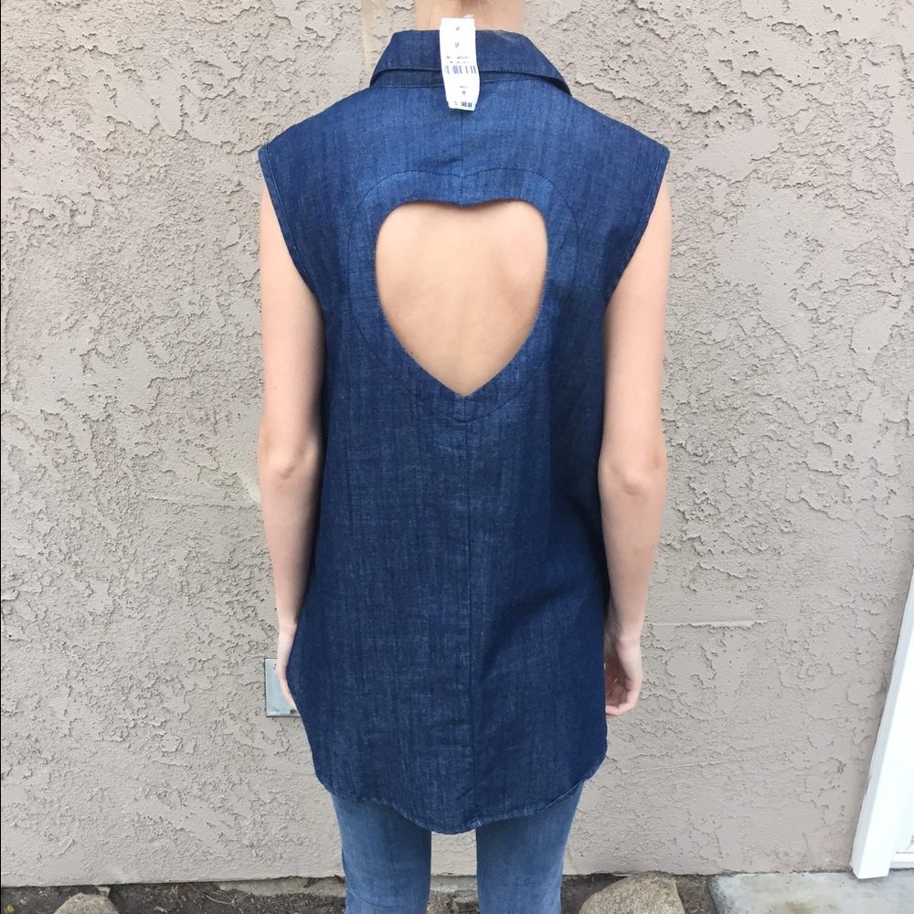 LF Blue Sleeveless Denim Top